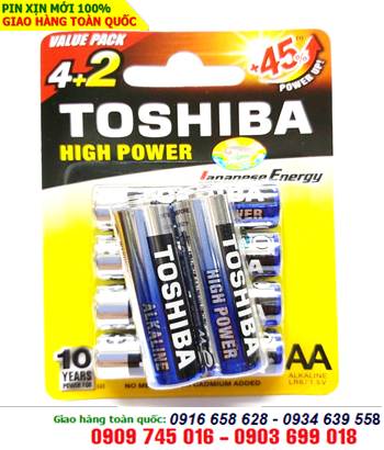 Toshiba LR6GCNN-BP6 (Vỉ 6 viên), Pin AA 1.5V Alkaline Toshiba LR6GCNN-BP6 chính hãng